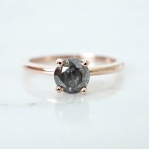 Salt and Pepper Diamond Engagement Ring: 14K Rose Gold, Size 7