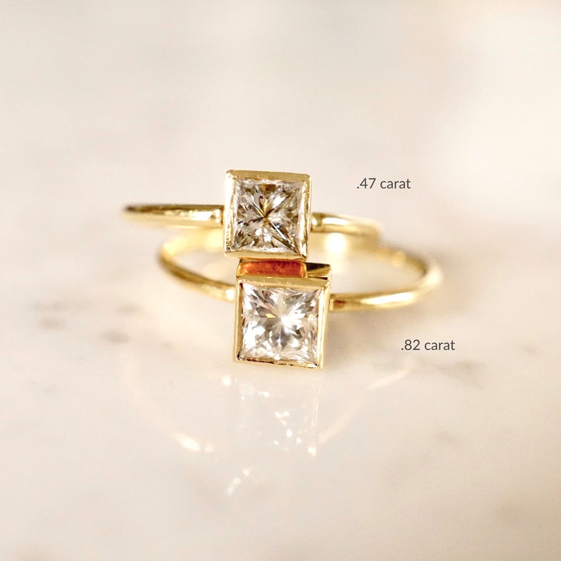 Salt and Pepper Diamond Ring Grey Princess Cut Engagement Etsy