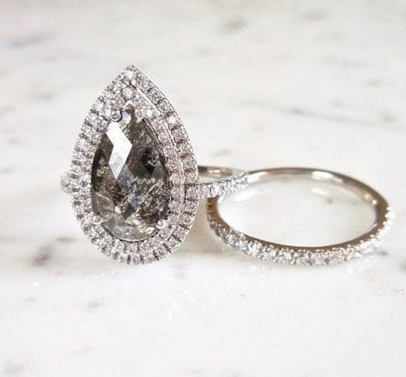 Salt and Pepper Diamond Best Seller |K-50 Round Round Rose Cut Diamond Wedding Ring Diamond Thanksgiving