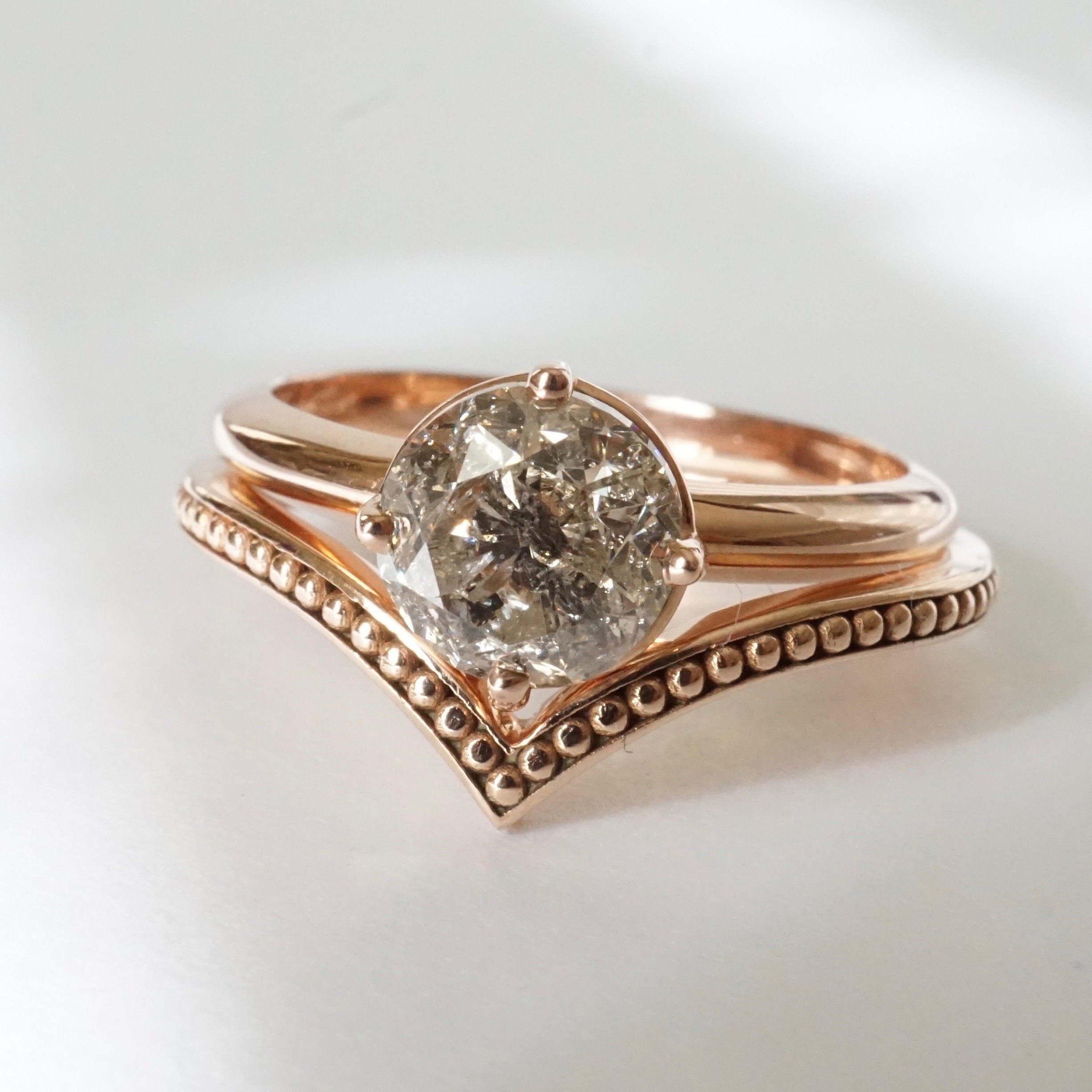 Engagement Ring Jewelry Diamonds OM4341 1.67 CT Best Price Diamonds 7 pcs 3.6 To 4.0 MM Salt And Pepper Hexagon Shape Minimal Diamonds