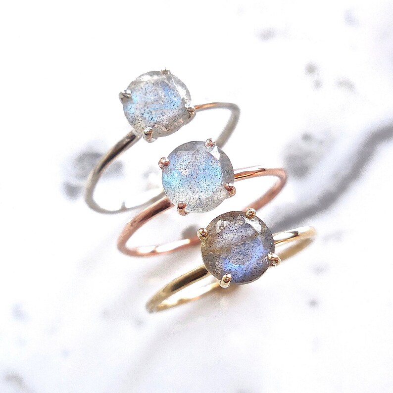 Delicate Labradorite Ring in 14 karat gold