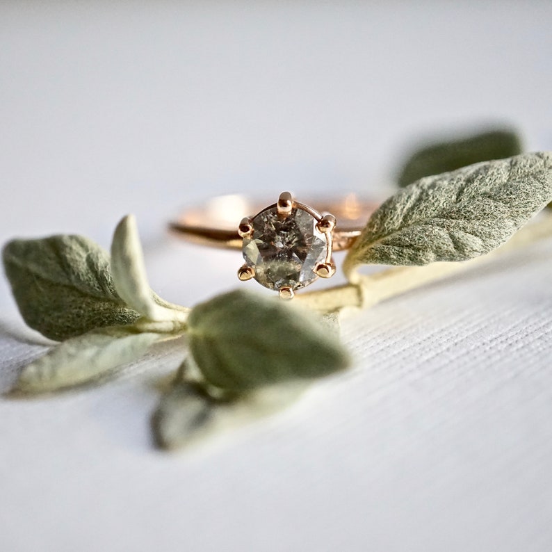 Grey Diamond Engagement Ring Salt and Pepper Galaxy Diamond Etsy