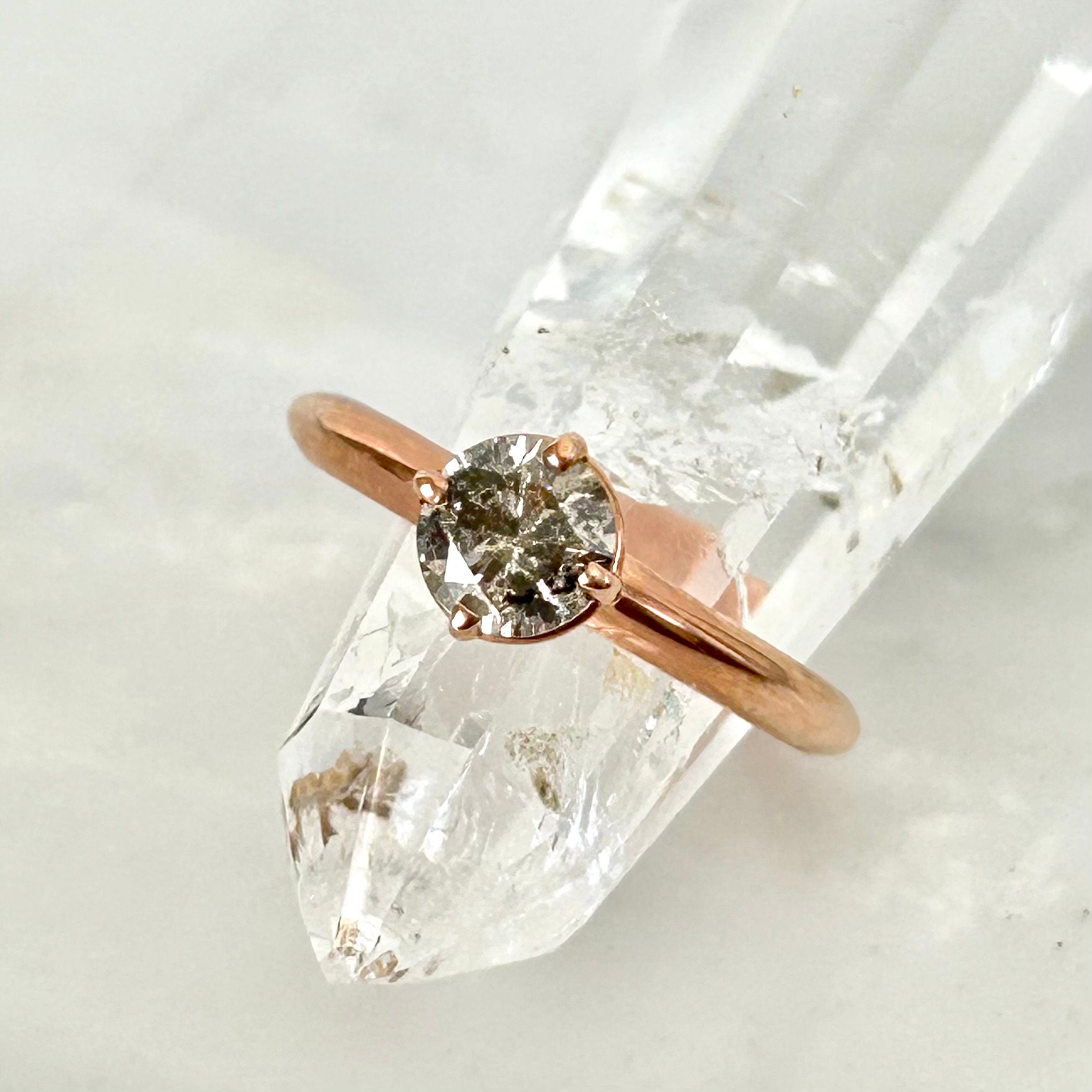 Salt and Pepper Diamond Engagement Ring, Celestial Diamond Ring, .78 Carat  Gray Diamond Compass Ring Rose Gold - Etsy