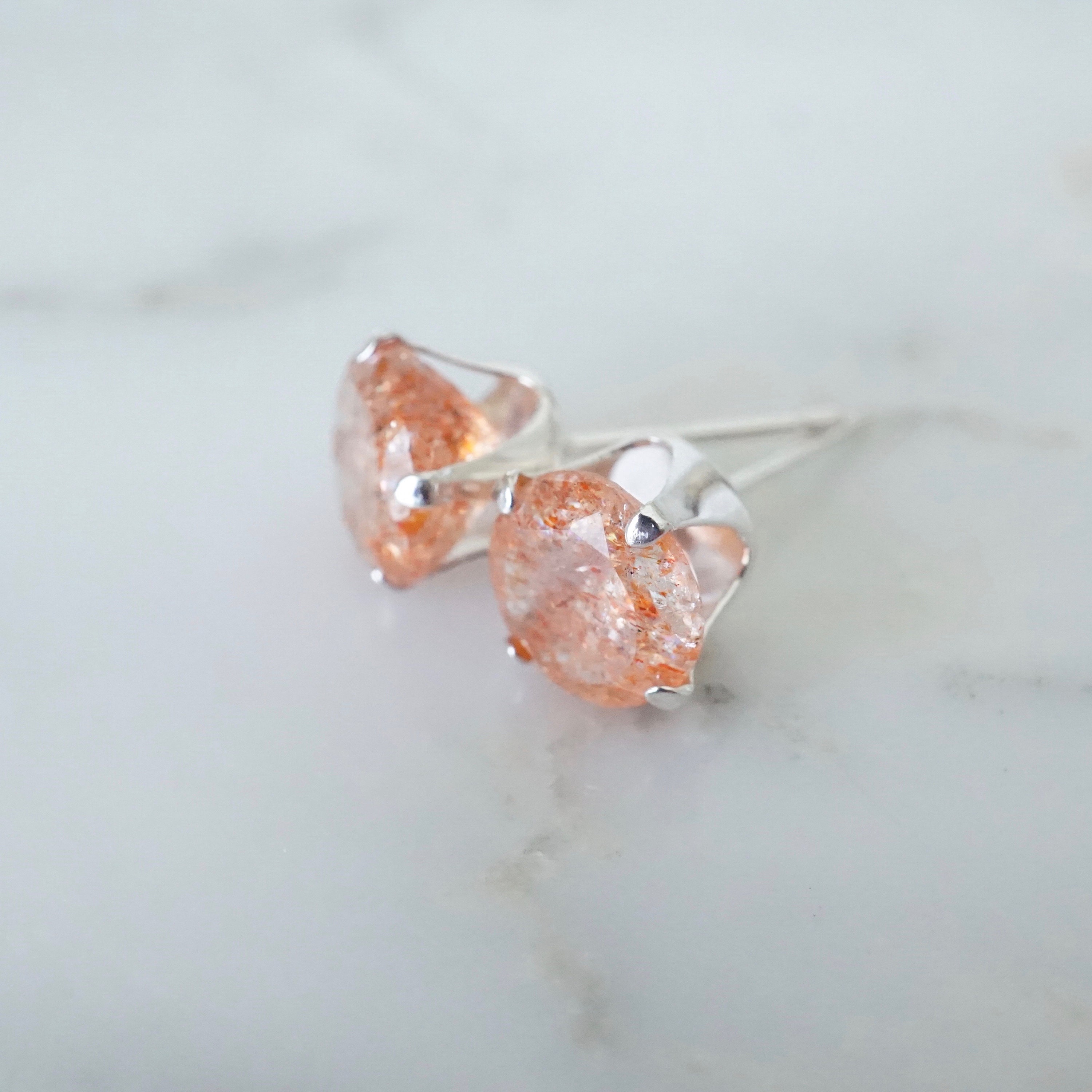 Sunstone Earrings Silver Sunstone Studs Oregon Sunstones Etsy