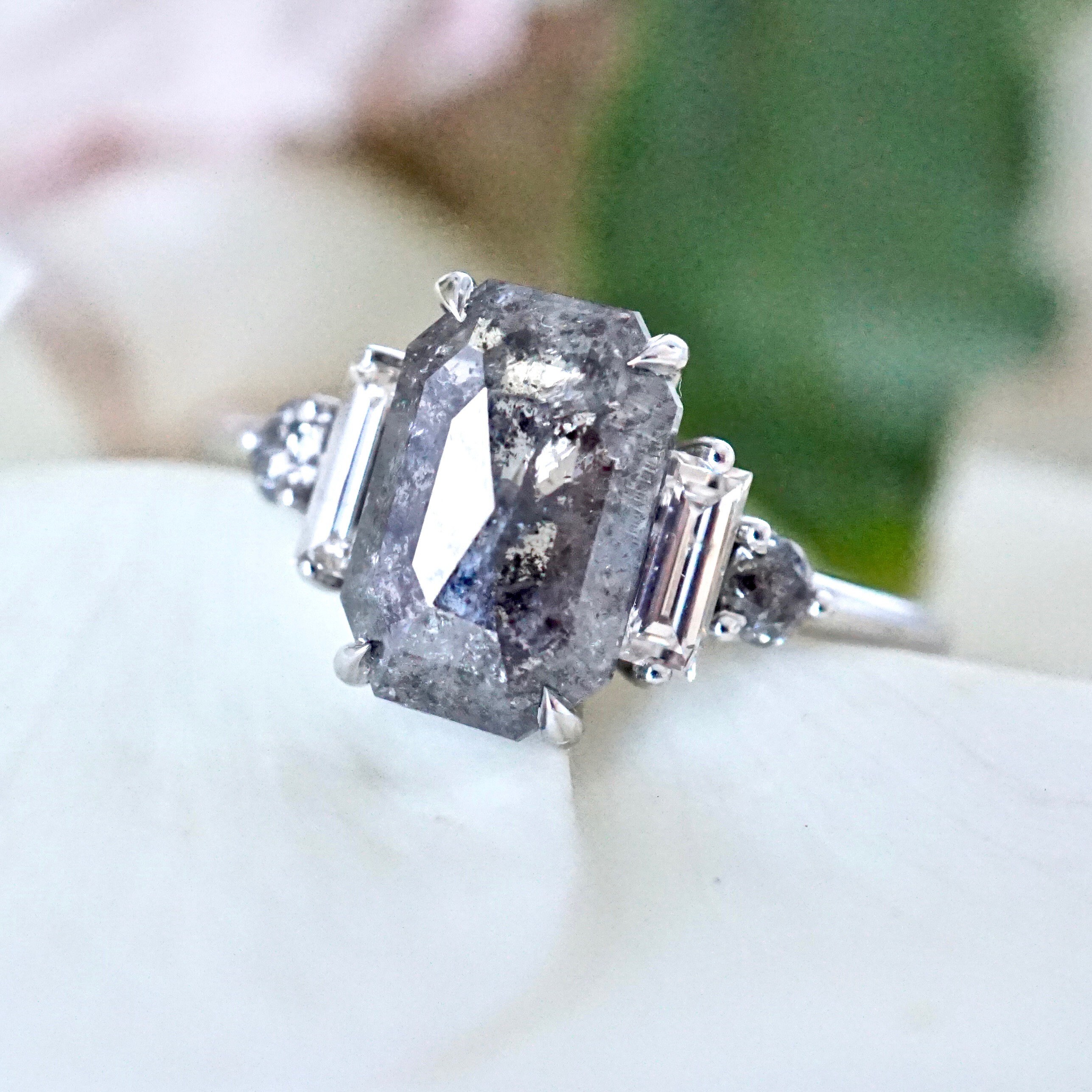 Custom Salt and Pepper Diamond Ring Raw Salt and Pepper Etsy