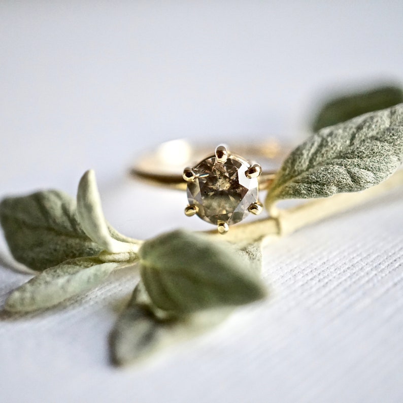Salt and Pepper Diamond Ring Grey Diamond Engagement Ring | Etsy