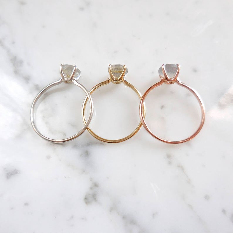 Delicate Labradorite Ring in 14 karat gold