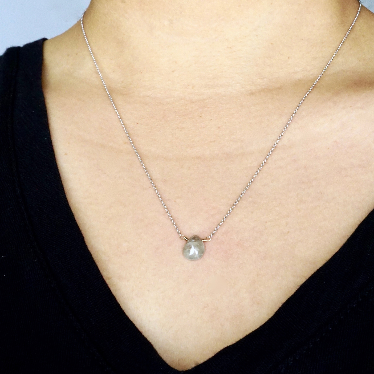 Salt and Pepper Diamond Necklace Grey Diamond Necklace Pear Etsy