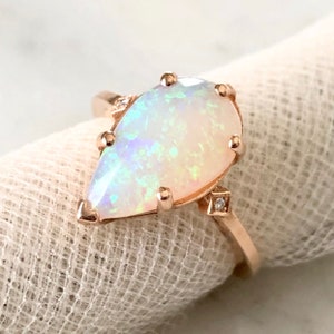 Opal and Diamond Engagement Ring Australian Opal Ring - Etsy
