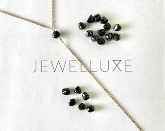 Diamond Lariat Necklace, Black Diamond Lariat Silver Rose or Gold, Diamond Y Necklace, Minimalist Layering Necklace
