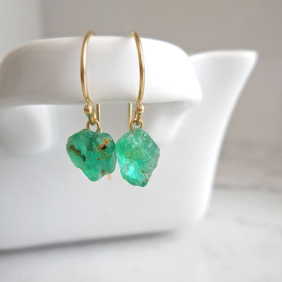 Raw emerald best sale earrings