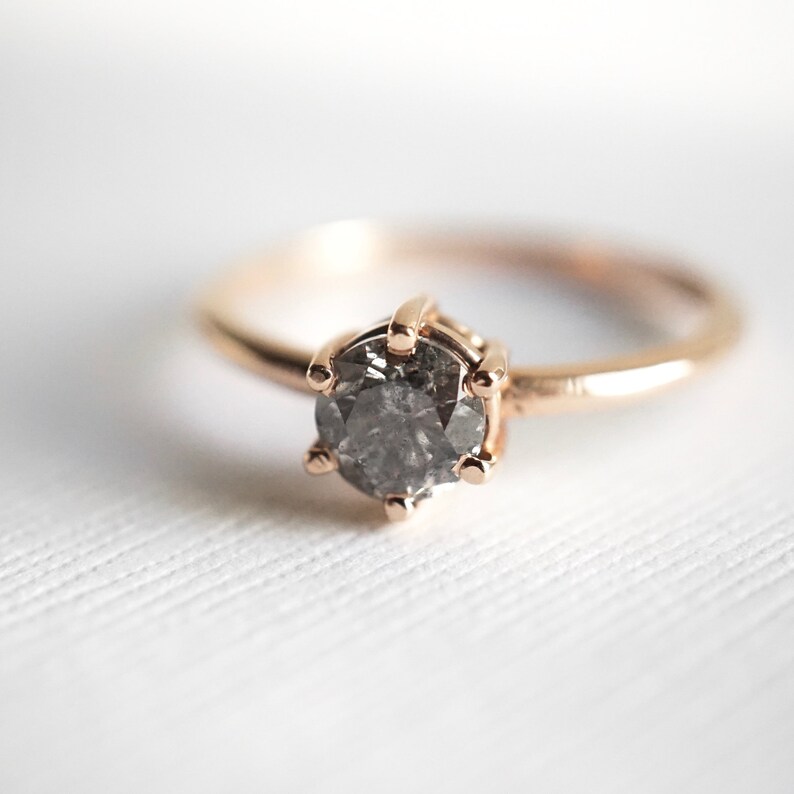 Grey Salt and Pepper Diamond Ring Galaxy Diamond Solitaire Etsy