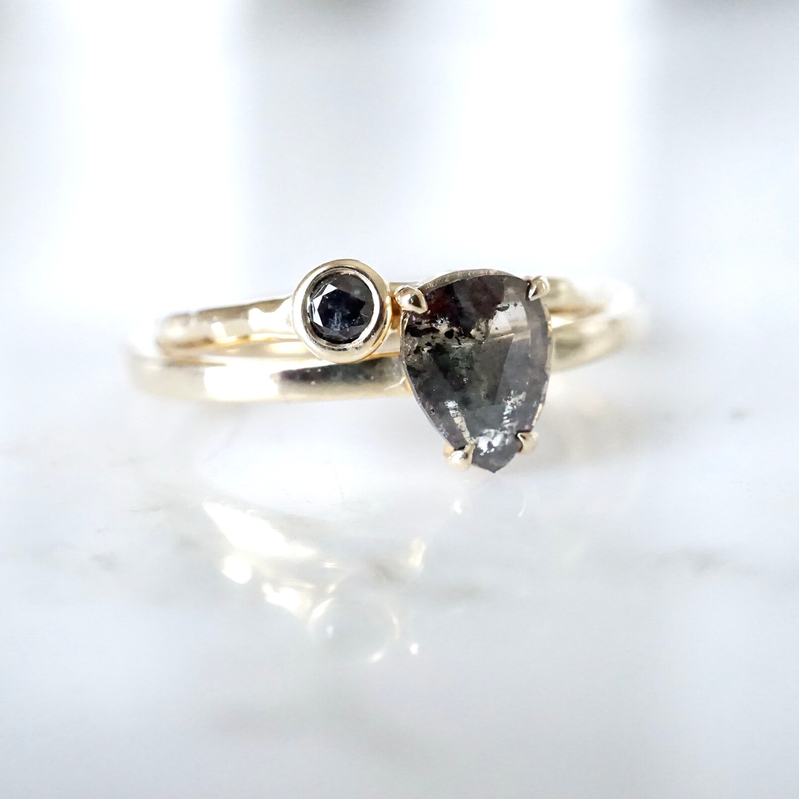 Black Diamond Engagement Ring Dark Salt and Pepper Diamond Etsy