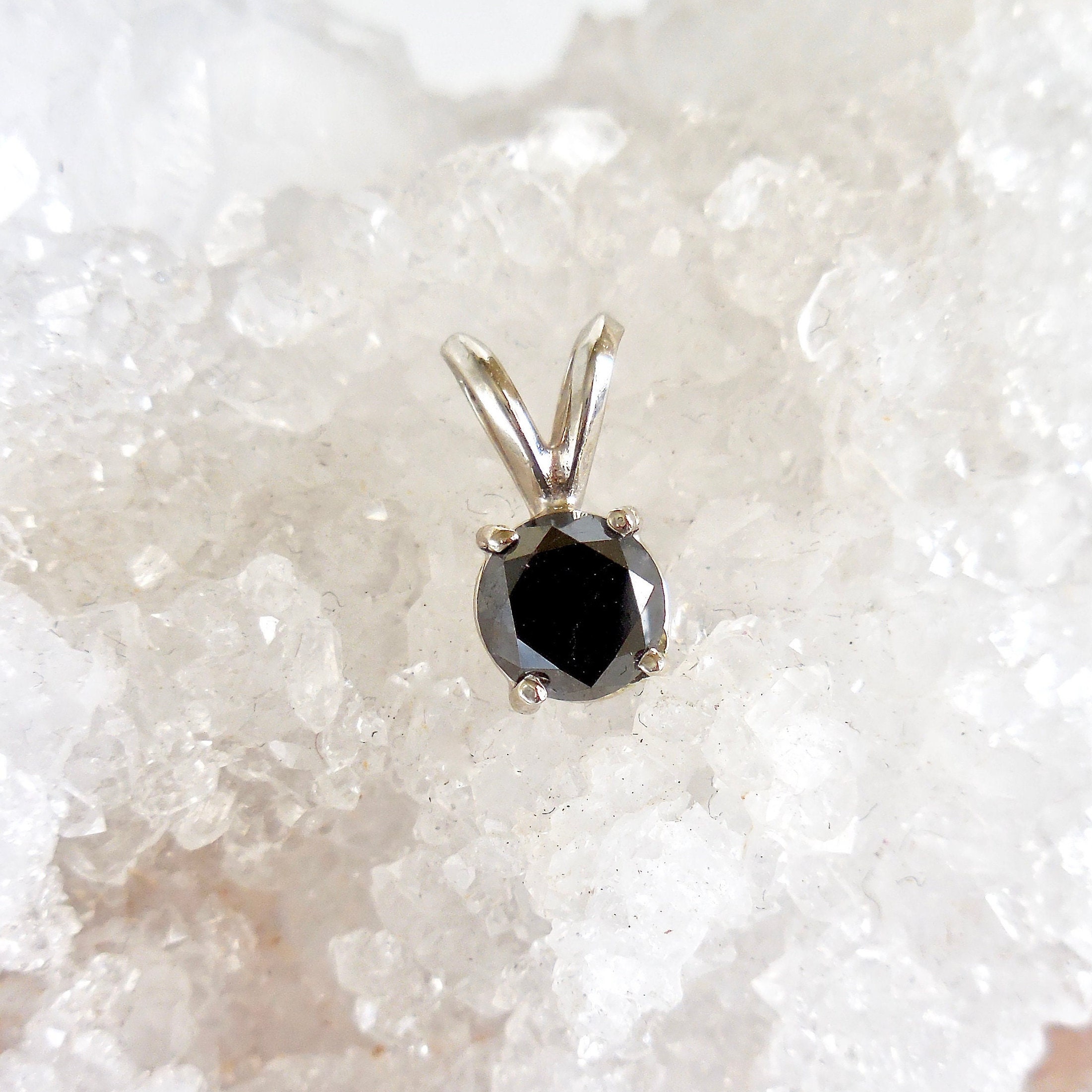 Black Diamond 14k White Gold Pendant 