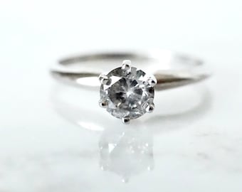 Salt and Pepper Diamond Engagement Ring, Gray Diamond Ring Silver, Raw Diamond Ring