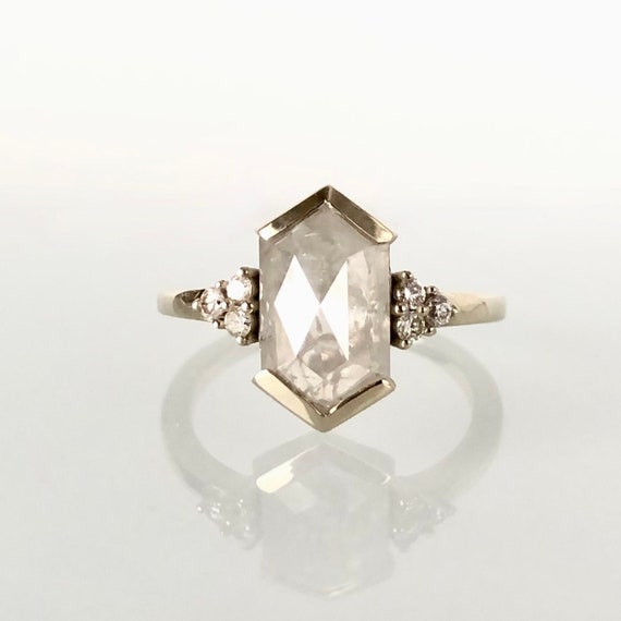 Hexagon shaped engagement on sale ring