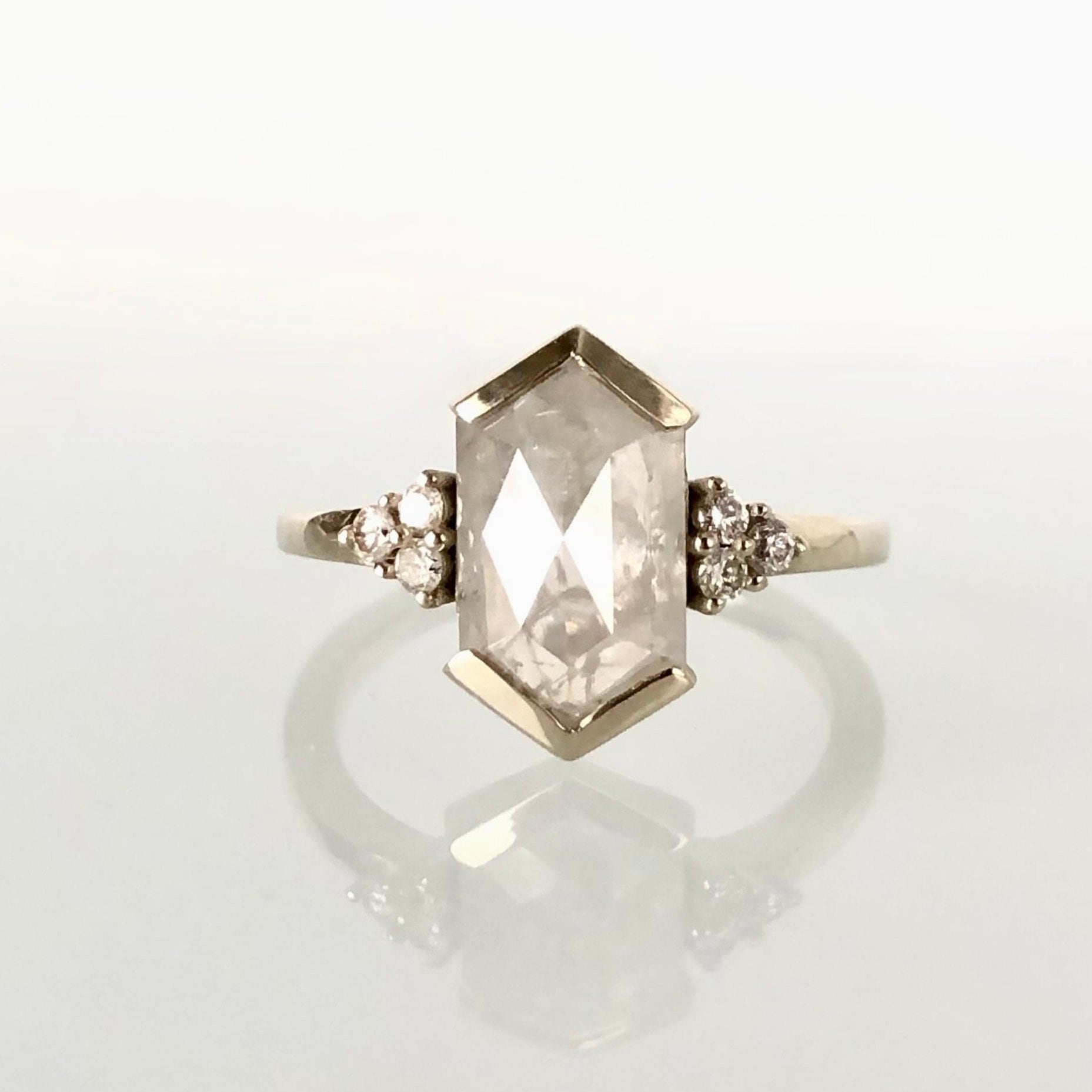 Pear Shape Salt and Pepper Diamond Engagement Ring with Single Halo ⋆  Laurie Sarah