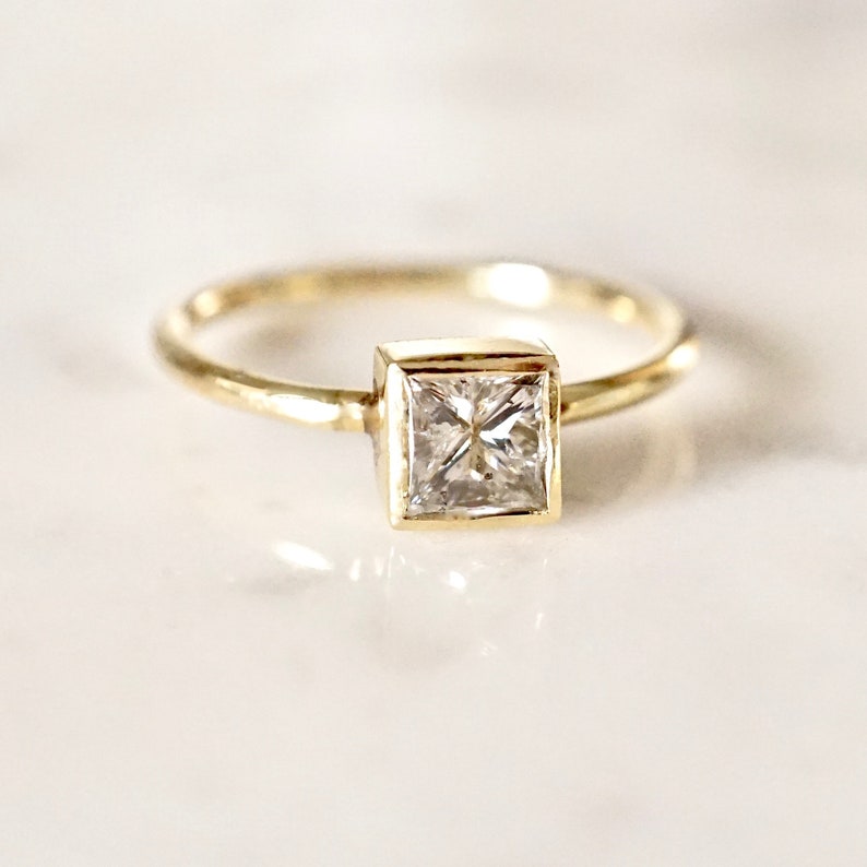 Salt and Pepper Diamond Ring Grey Princess Cut Engagement Etsy