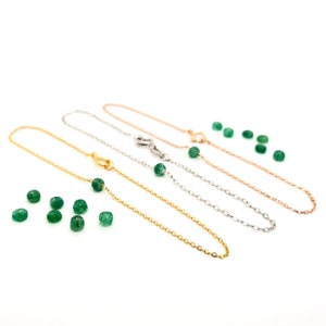 Emerald Bracelet, Genuine Emerald May Birthstone Bracelet Gold or Silver