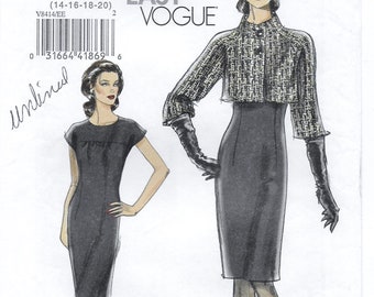 A Cap Sleeve Fitted Straight Dress & Above Waist Jacket Sewing Pattern for Women: Uncut - Sizes 14-16-18-20 ~ Vogue 8414 ~ Free Shipping!