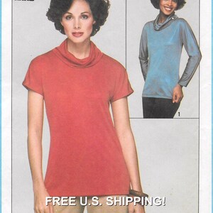 An Easy Sew Stretch Knit Long/Short Sleeve Cowl Pullover Top Pattern for Women: Uncut - Size M (14-16) • Simplicity 8239 ~ Free Shipping!