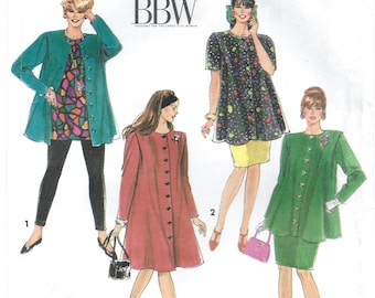 A Front Button Dress & Tunic, Pull-On Skirt and Leggings Pattern for Women: Uncut- Sizes 26W-28W-30W-32W • Simplicity 7634 ~ Free Shippinig!