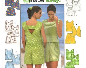 A Pull-On Shorts & Sleeveless Top w/ Neckline and Back Variations Pattern for Women: Uncut - Sizes 4-6-8 • Simplicity 7700 ~ Free Shipping!