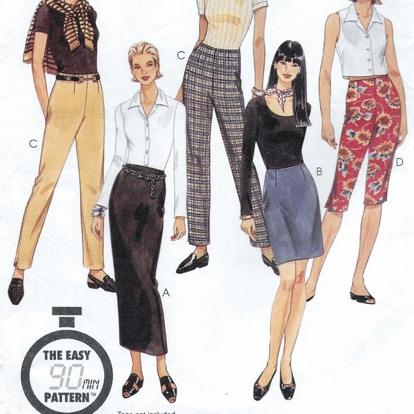 A Contoured Waist Semi-Fit Skirt & Pants in 2 Lengths Sewing Pattern for Women: Unused - Sizes 10-12-14, Waist 25" - 28" ~ McCall's 8576
