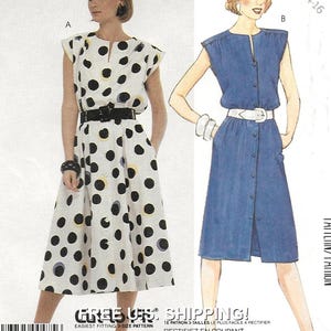 A Sleeveless, Front Button, Flared/Straight Dress Pattern for Women: Uncut - Sizes 12-14-16 Bust 34&quot;-38&quot; • McCall&#39;s 2560 ~ Free Shipping!