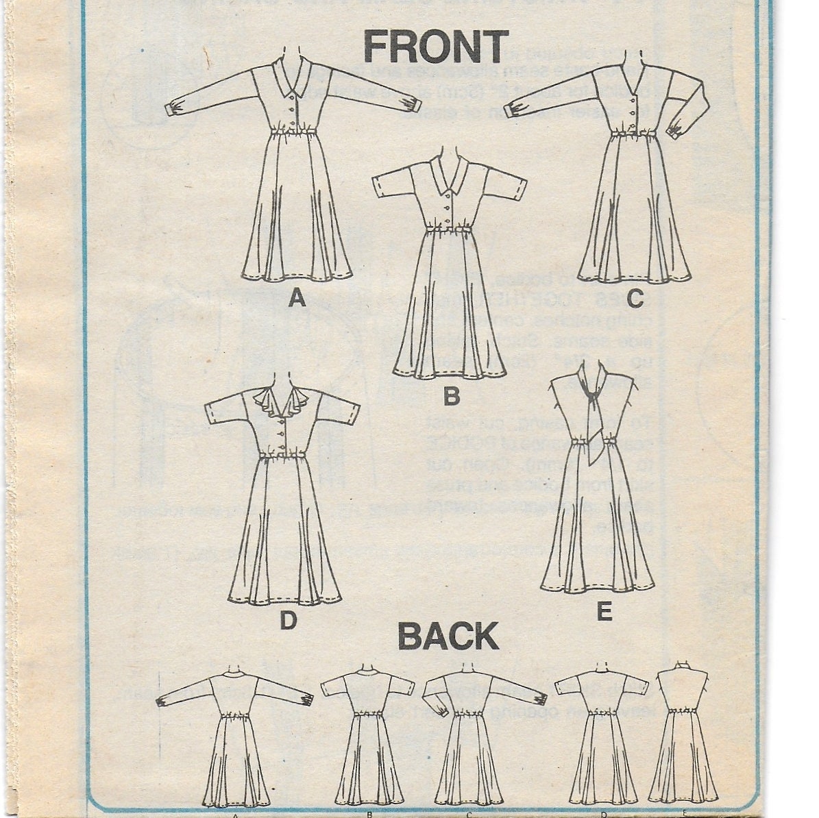 A Front Buttoned, Full 6-gore Skirted Dress Pattern for Women: Uncut ...