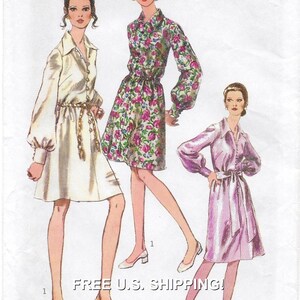 A Long Sleeve, Elastic Waist, A-Line Skirt Dress Sewing Pattern for Women: Uncut - Size 12 Bust 34&quot; • Simplicity 9008 ~ Free Shipping!