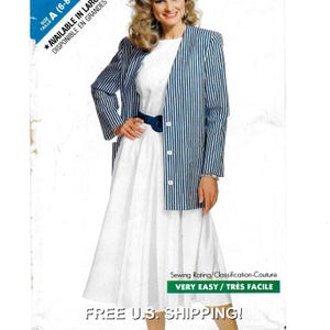 Patrón de costura para chaqueta sin forro, top tipo jersey y falda acampanada para mujer: sin cortar - Tallas 6-8-10-12-14 • See & Sew 3876 ~ ¡Envío gratis!