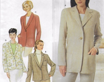 A Relaxed Fit, One Button Blazer Jacket Sewing Pattern for Women: Uncut - Sizes 14-16-18-20, Bust 36"-42" ~ Simplicity 9138 ~ Free Shipping!