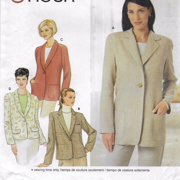 A Relaxed Fit, One Button Blazer Jacket Sewing Pattern for Women: Uncut - Sizes 14-16-18-20, Bust 36"-42" ~ Simplicity 9138 ~ Free Shipping!