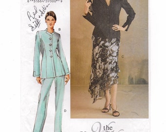 A Jacket, Bias Flounce Hemline Skirt & Tapered Pants Pattern for Women: Uncut - Sizes 14-16-18, Bust 36"-40" ~ Vogue 8047 ~ Free Shipping!