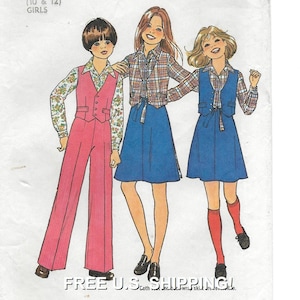 A Blouse, Wrap Skirt, Wide Leg Pants & Reversible Vest Pattern for Girls: Sizes 10-12, Breast 28-1/2&quot;-30&quot; • Simplicity 7909 ~ Free Shipping!