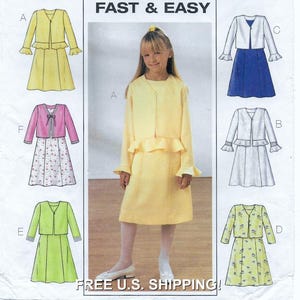 Patron d'une robe sans manches à coutures princesse et d'une veste courte pour filles : non découpé - Tailles 12-14-16 Poitrine 30"-34" ~ Butterick 3779 ~ Livraison gratuite !