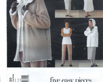 A Reversible Jacket, Sleeveless Top,  Midi Dress, Pants & Skirt Pattern for Women: Uncut - Sizes 8-10-12 Bust 31-1/2"-34" • Vogue 2220