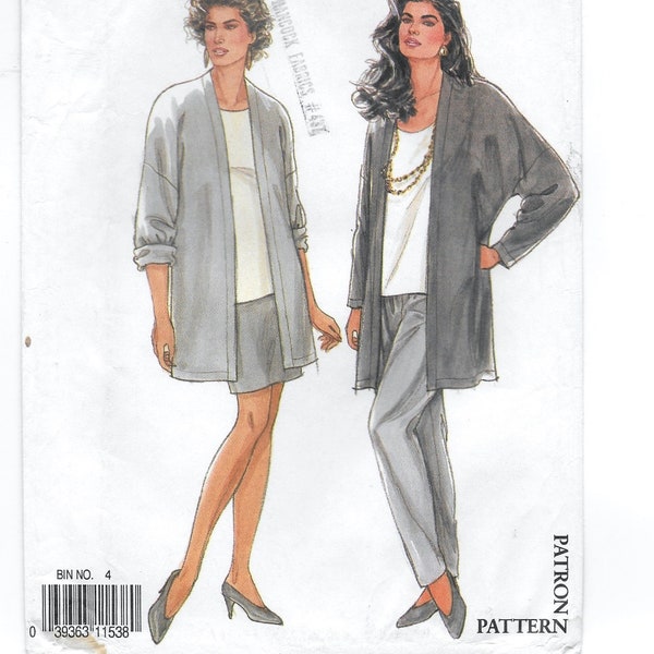 A Pull-On Pants and Straight Skirt, and Loose-Fit Open Front Jacket Pattern for Women: Uncut - Sizes 8-10-12-14-16-18-20 • Simplicity 7406