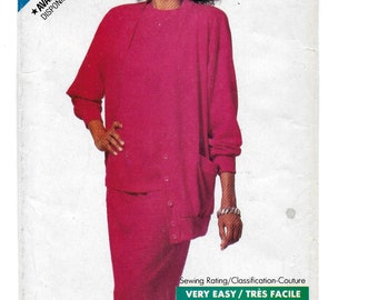 A Stretch Knit Long Sleeve Top, Straight Skirt and Cardigan Sewing Pattern for Women: Uncut- Sizes 6-8-10-12-14 • See & Sew (Butterick) 6517