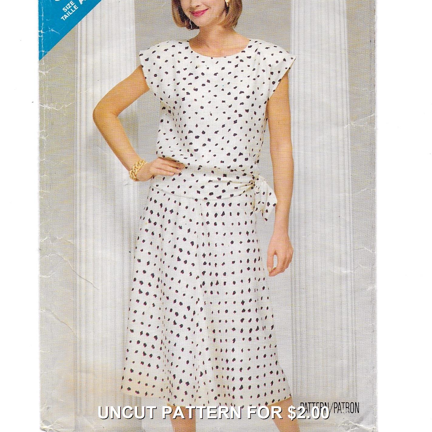 A Pullover Blouson Side-Tie Top and Flared Side Zip Skirt Sewing Pattern for Women: Uncut - Sizes 8-10-12, Bust 31-1/2"-34" • See & Sew 5489