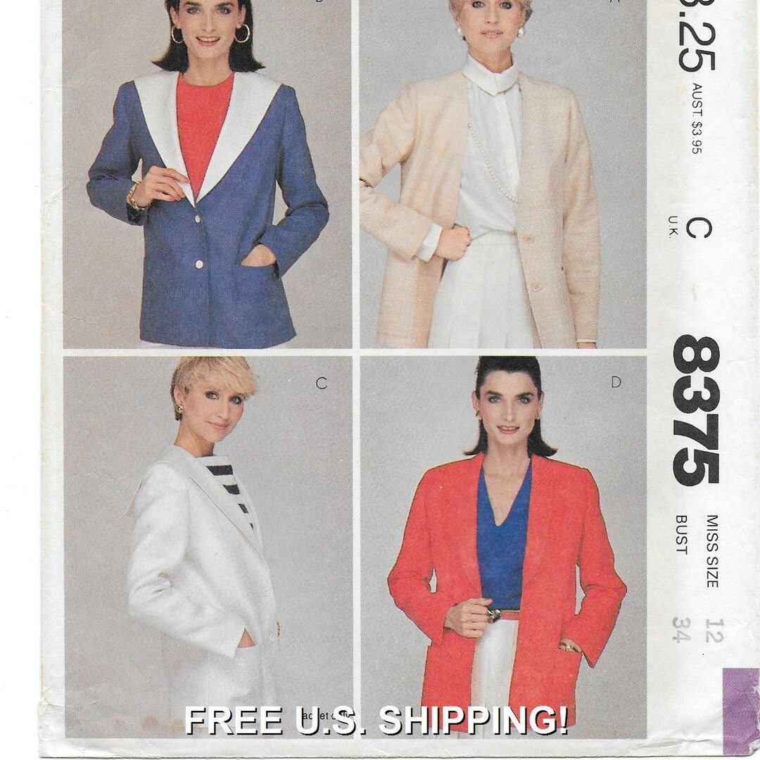An Unlined, Boxy Jacket With Collar Variations Sewing Pattern for Women ...