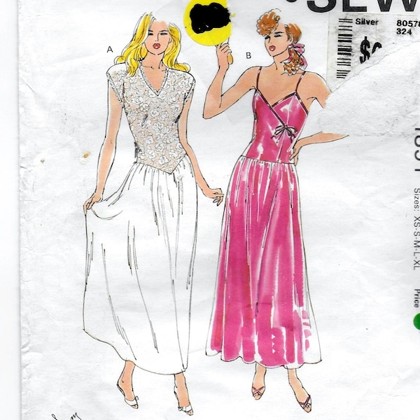 An Long Nightgown with Bodice Variations Pattern for Women: Uncut - Sizes XS-S-M-L-XL, Bust 31-1/2"-45" • Kwik Sew 1891 ~ Free Shipping!