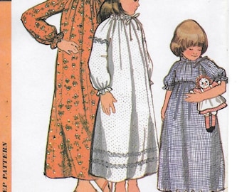 Wykrój do szycia koszuli nocnej dla dzieci z marszczonym dekoltem i długim lub krótkim rękawem: nierozcięty - rozmiar 6, biust 25" • McCall's 3381 ~ Darmowa wysyłka!