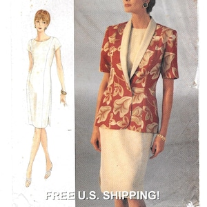 A Fitted Straight Dress & Below Hip Jacket Sewing Pattern for Women: Uncut - Sizes 8-10-12, Bust 31-1/2&quot;-34&quot; • Vogue 8981 ~ Free Shipping!