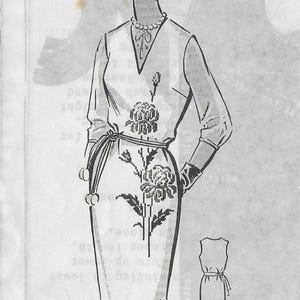 A Sleeveless Column Dress or Jumper Pattern w/ Cross-Stitch Transfers: Uncut - Retro Size 12, Bust 32&quot; • Patt-O-Rama 8385 ~ Free Shipping!