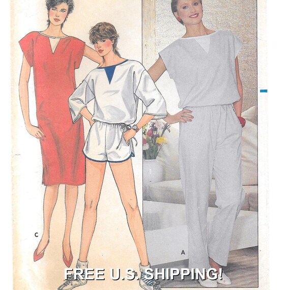 A Loose-Fitting Pullover Shift Dress or Top, Pull-On Shorts & Pants Pattern  for Women: Uncut - Size 8  Butterick 4932 ~ Free Shipping!