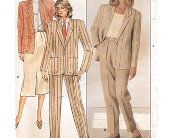 A Below-Hip Jacket, Straight Skirt & Tapered Pants Pattern for Women: Uncut-Sizes 8-10-12 Bust 31-1/2&quot;-34&quot; • Butterick 3074 ~ Free Shipping!