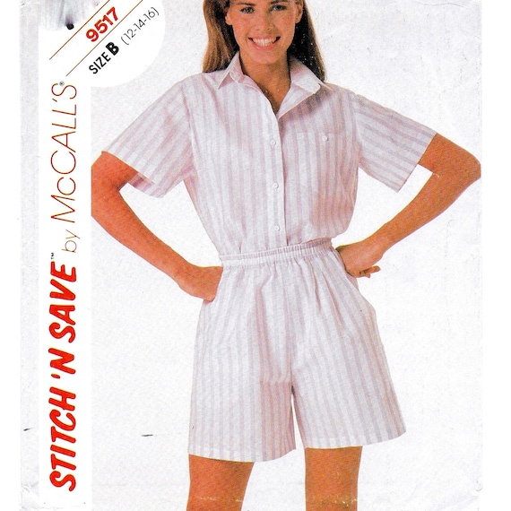 Misses Summer Top Pull On Shorts Easy McCalls Sewing Pattern 9328 sizes 16  18 20  22 UNCUT Stitch N Save Shirt