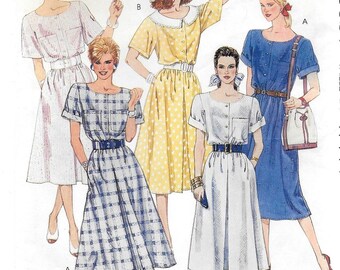 A Buttoned Bodice, Short Sleeve, Flared Skirt Dress Sewing Pattern for Women: Uncut - Sizes 8-10-12-14 • McCall&#39;s 3551 ~ Free Shipping!